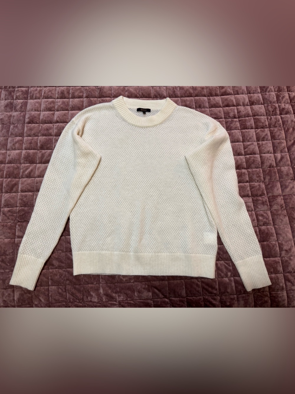 Quince Baby Alpaca Wool Diamond Stitch Crew Sweater Ivory Women’s M